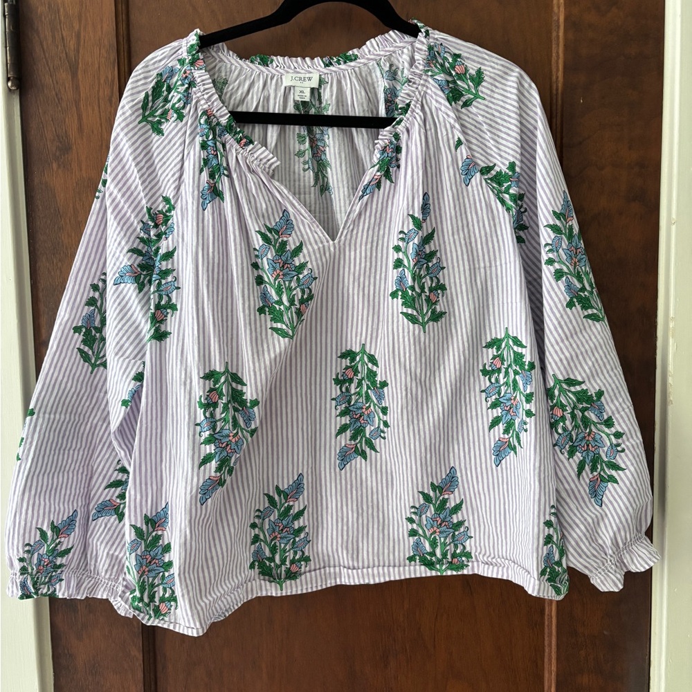 J. Crew Stripe Block Print Blouse